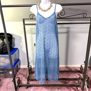 Zara Sheer Metallic Blue Dress
